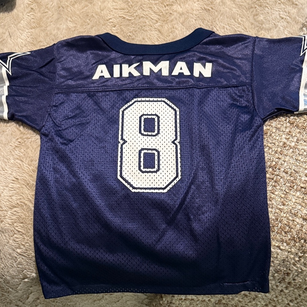 Kids Vintage Blue Dallas Cowboys Aikman 8 Jersey Youth SZ 5/6